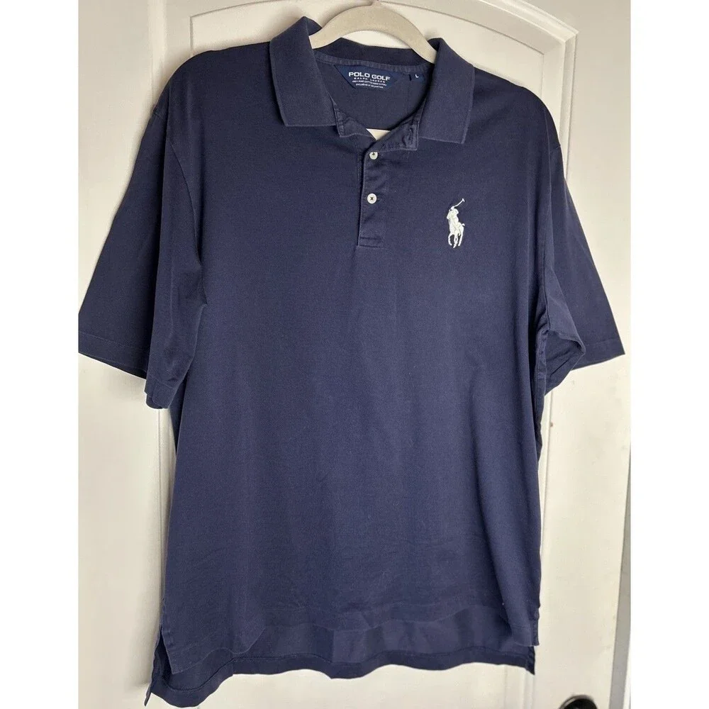 Polo Golf Ralph Lauren 3 Button Navy Polo Embroidered Big White Pony Men’s L